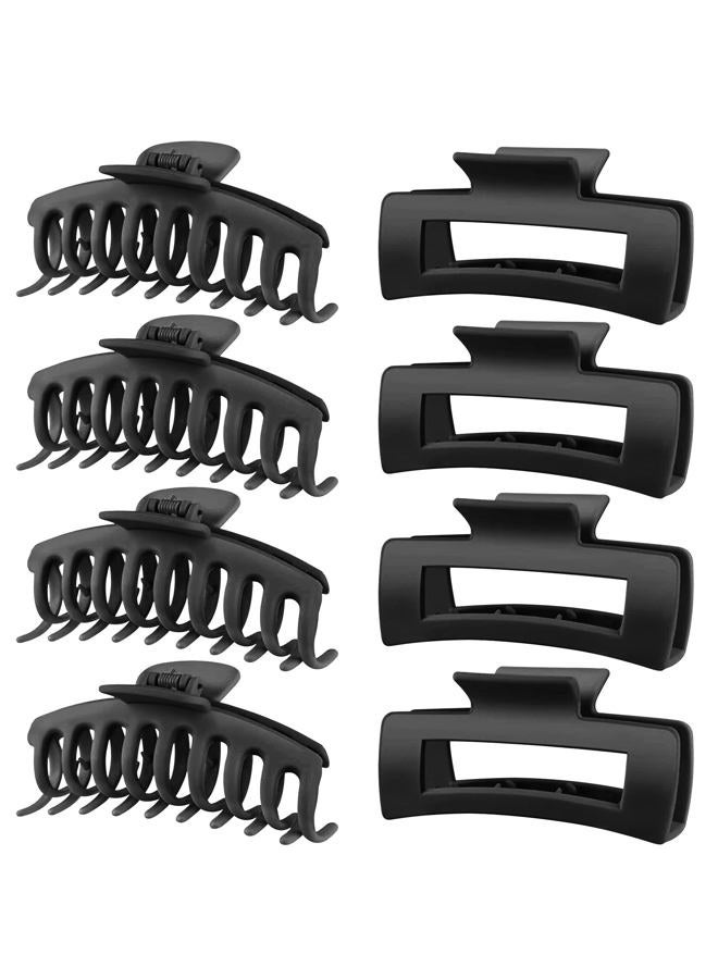 TOCESS 8 Pack Black Big Hair Claw Clips for Women Large Claw Clip for Thin Thick Curly Hair 90's Strong Hold 4.33 Inch Nonslip Matte Jumbo Hair Clips - Image 1