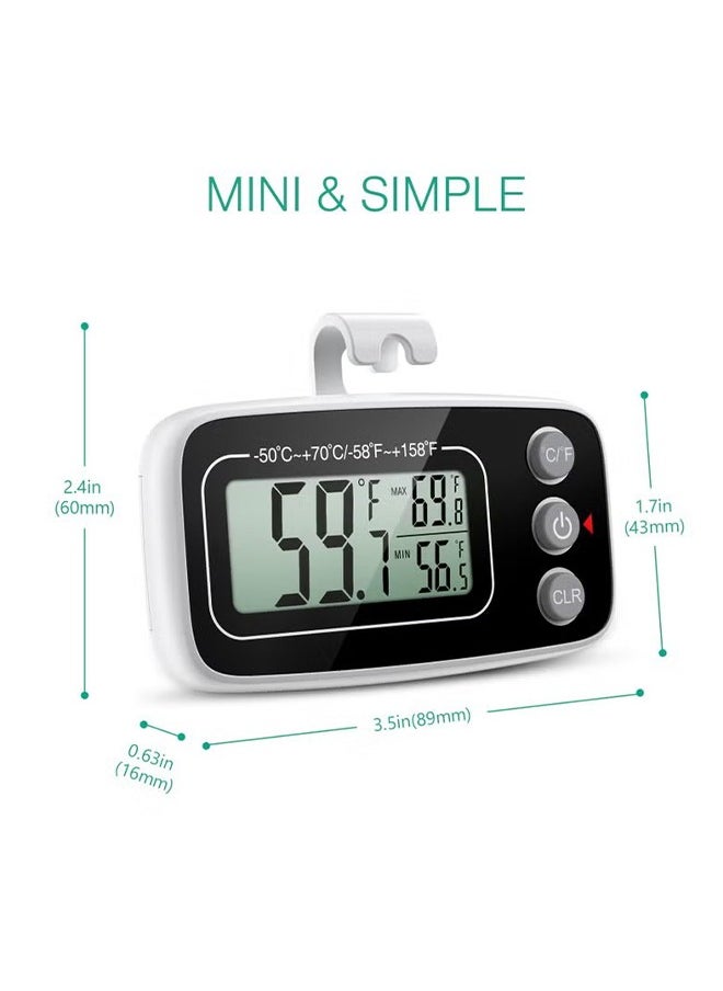 Fridge Thermometer, Digital Refrigerator Freezer Thermometer with Clear LCD Display, Max/Min Function, 3 Mounting Options for Kitchen, Home, Restaurants