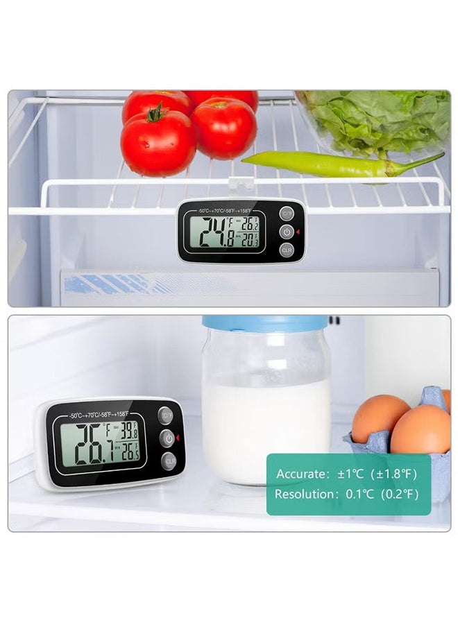Fridge Thermometer, Digital Refrigerator Freezer Thermometer with Clear LCD Display, Max/Min Function, 3 Mounting Options for Kitchen, Home, Restaurants