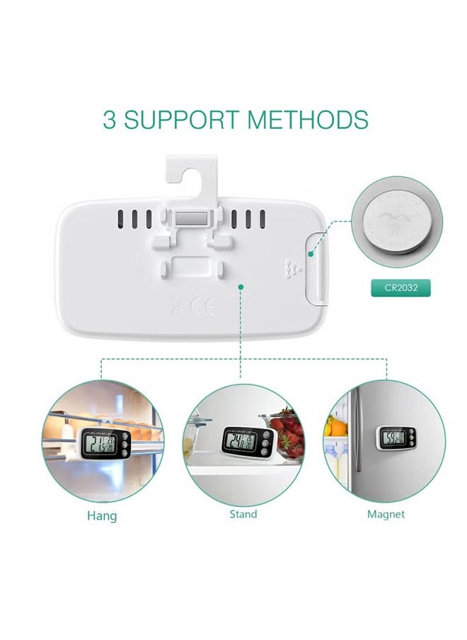 Fridge Thermometer, Digital Refrigerator Freezer Thermometer with Clear LCD Display, Max/Min Function, 3 Mounting Options for Kitchen, Home, Restaurants