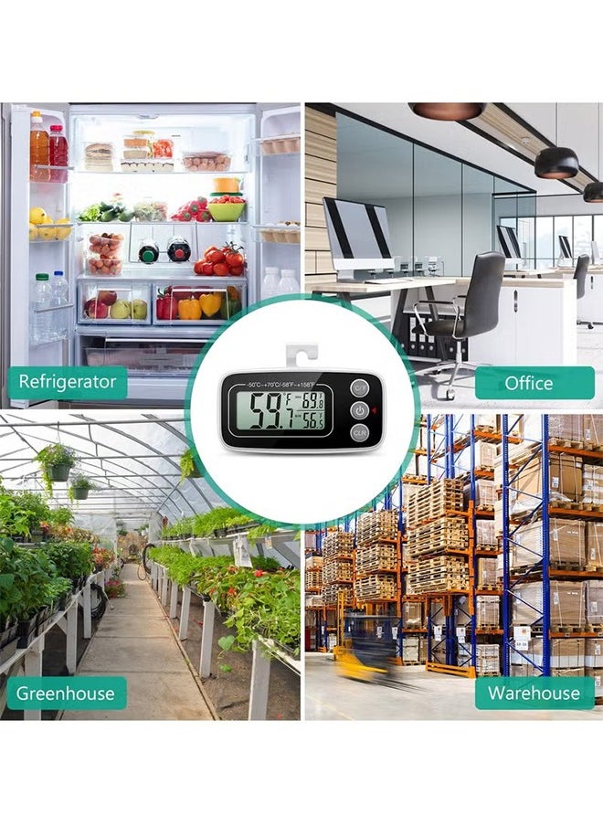 Fridge Thermometer, Digital Refrigerator Freezer Thermometer with Clear LCD Display, Max/Min Function, 3 Mounting Options for Kitchen, Home, Restaurants