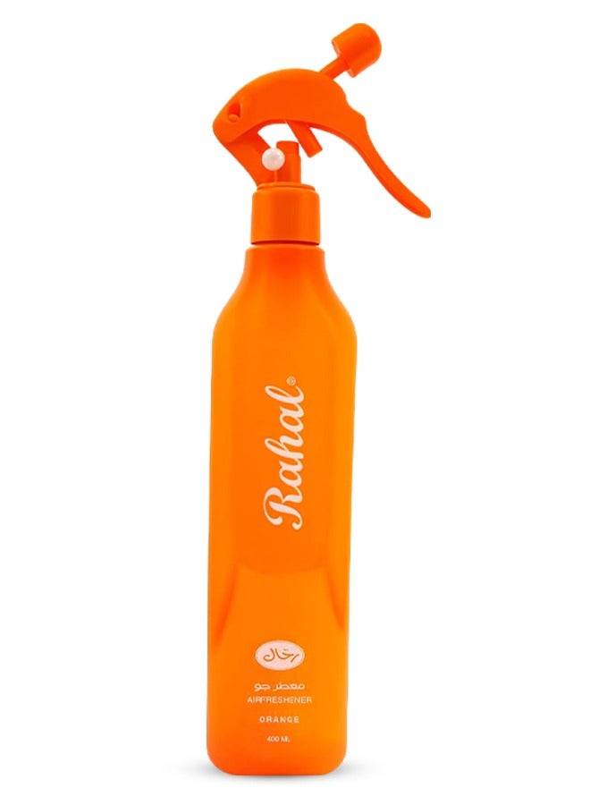 Rahal Orange Air Freshener Spray 400ml – Long-Lasting Fragrance for Car Interior, Home, Office & Bathroom, Refreshing Odor Eliminator - Image 1