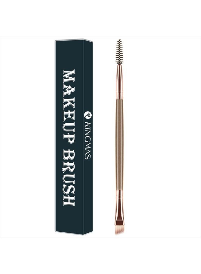 KingMas Angled Eyebrow Brush, Professional Eye Brow Brush and Spoolie Brush (Dark Brown) - Image 1