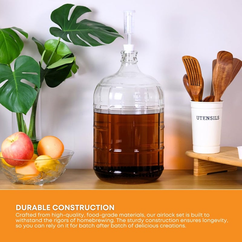 Fastrack 3 Piece Airlock for Fermentation Hydrolocks for Fermenting Wine and Beer with Drilled Rubber Stopper Durable Carboy Bung with transparent Airlock Set used for Fermentation Set of 3 - Image 4