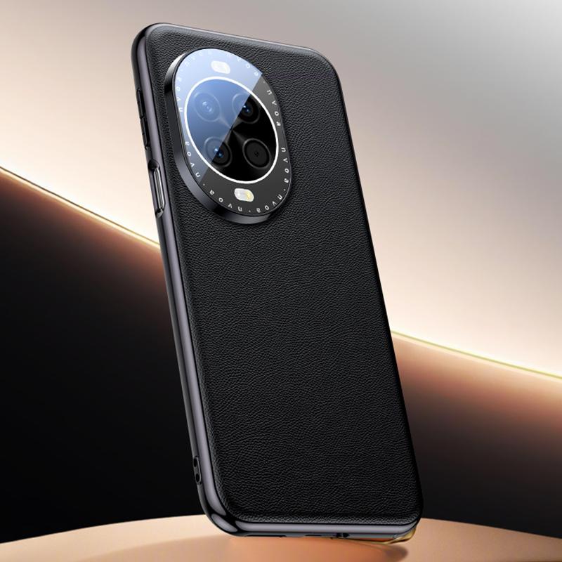 إيروريكس جراب هاتف Huawei nova 14 Pro مصنوع من الجلد الملمس ومبرد (أسود) - Image 1