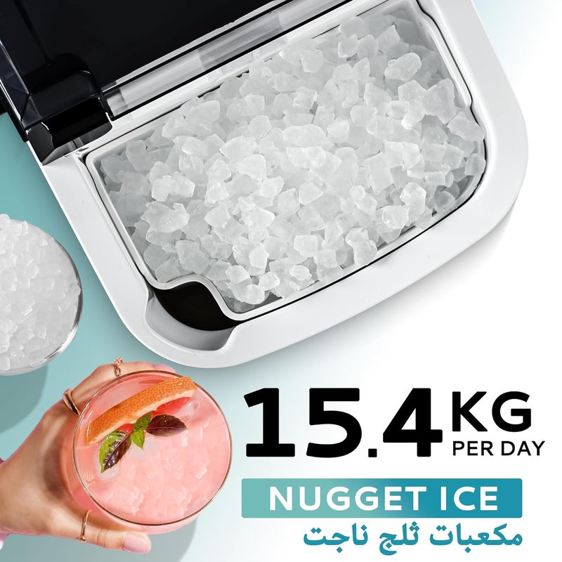 EUHOMY Nugget Ice Maker Countertop with Handle Ice in 6-8 Mins 15.4Kg/Day Auto-Cleaning Portable Sonic Ice Machine with Soft Chewable Pellet Ice with Ice Scoop/Basket for Home/Kitchen/Office - Image 2
