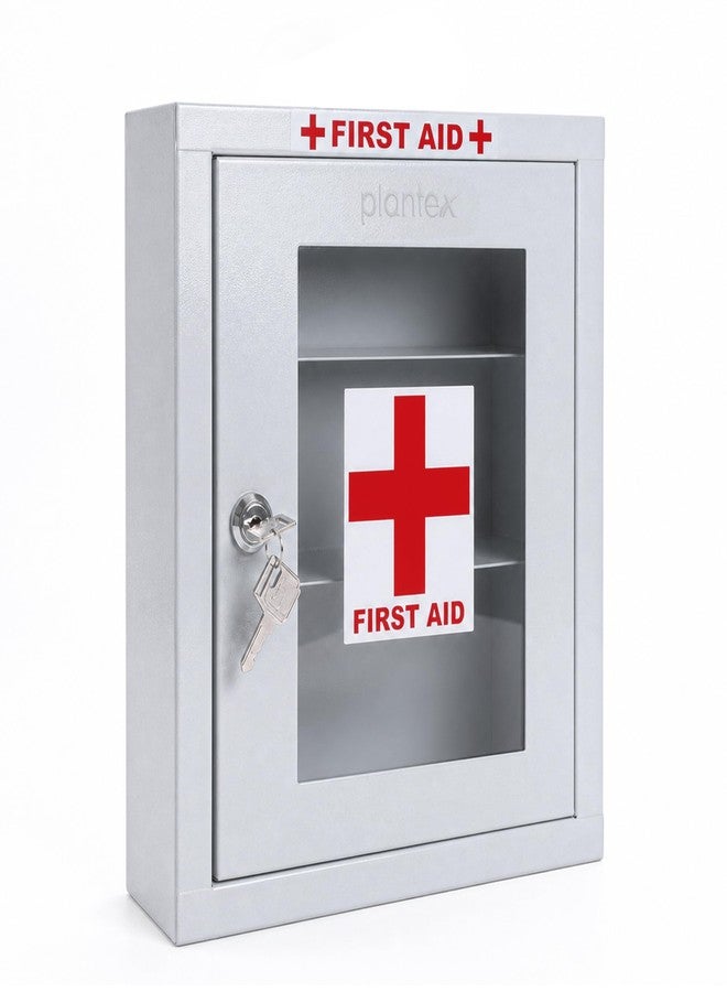 Plantex Metal First Aid Box/Emergency Medical Kit Box for Medicine Storage/Multi Compartment for Medicine Organizer First Aid Kit Box for Home, School, Office with Key Lock - (White) - Image 1