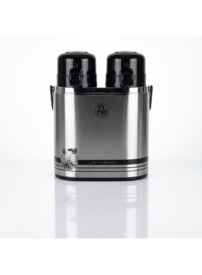 HB Double Vacuum Flask (1.6L + 1.6L )2 in 1 Set Thermos / Vacuum Insulated Glass Inner - Image 3