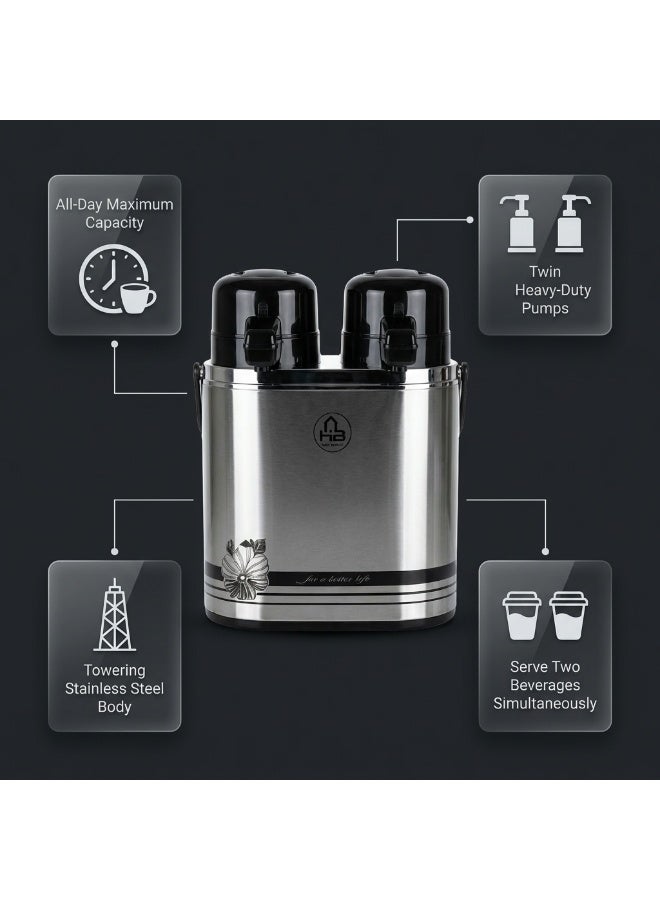 HB Double Vacuum Flask (1.6L + 1.6L )2 in 1 Set Thermos / Vacuum Insulated Glass Inner - Image 5