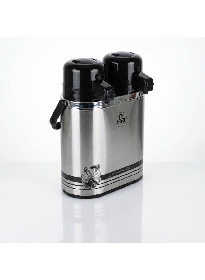 HB Double Vacuum Flask (1.6L + 1.6L )2 in 1 Set Thermos / Vacuum Insulated Glass Inner - Image 4