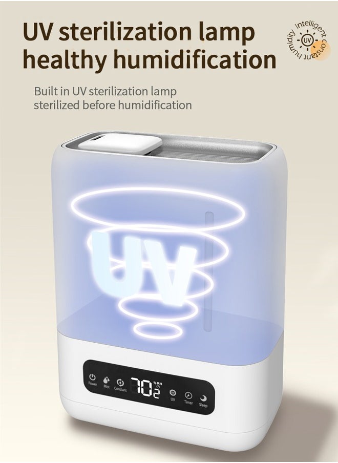 Joshberg Humidifier for Bedroom, 4L Mist Humidifier Ultrasonic Large Capacity，Mist Level Control, Quiet Sleep Mode, Intelligent humidity regulation，Essential Oil Diffuser,Large Room Humidifiers with Timer and UV sterilization,Lower Noise,White  - Image 3