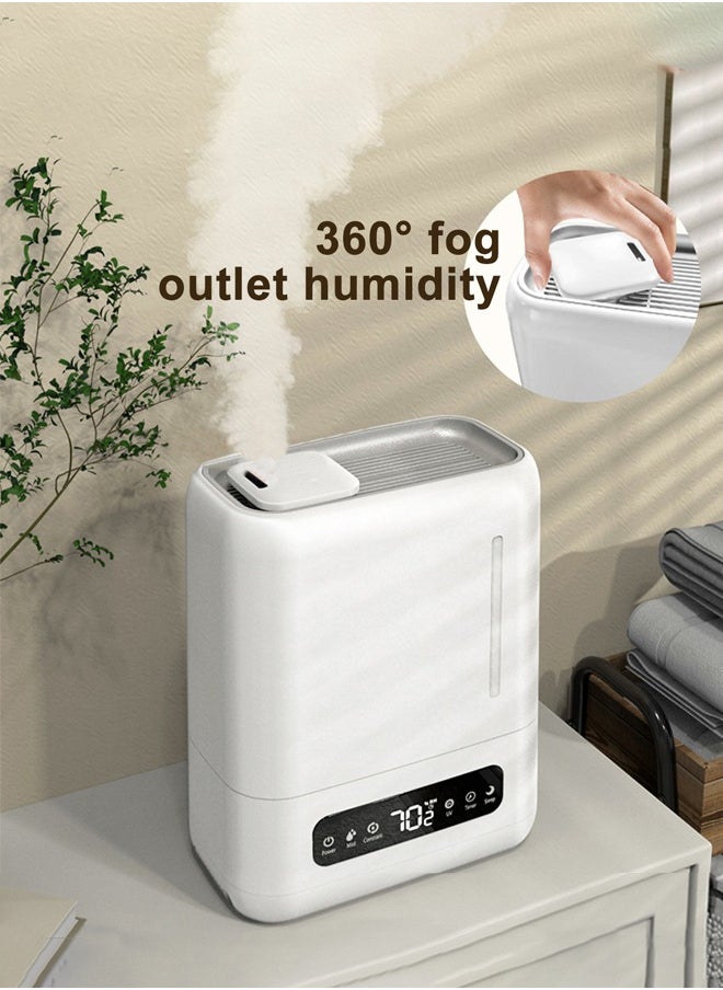 Joshberg - Humidifier for Bedroom, 4L Mist Humidifier Ultrasonic Large Capacity，Mist Level Control, Quiet Sleep Mode, Intelligent humidity regulation，Essential Oil Diffuser,Large Room Humidifiers with Timer and UV sterilization,Lower Noise,White - Image 1