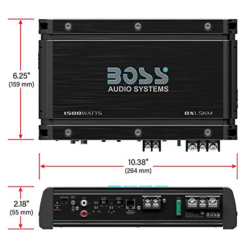 BOSS Audio Systems OX1.5KM Onyx Series Car Audio Subwoofer Amplifier – 1500 High Output, Class A/B, 2/4 Ohm, Low/High Level Inputs, Low Pass Crossover, MOSFET Power, Monoblock, Full Range - Image 5