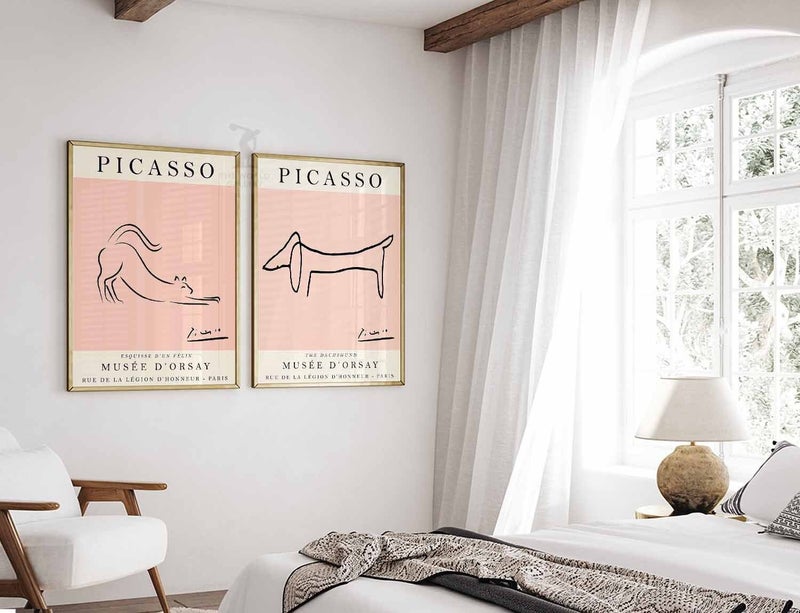 TNESSENTIAL Picasso Cat and Dog Line Art Print Set, Exhibition Posters - Image 1