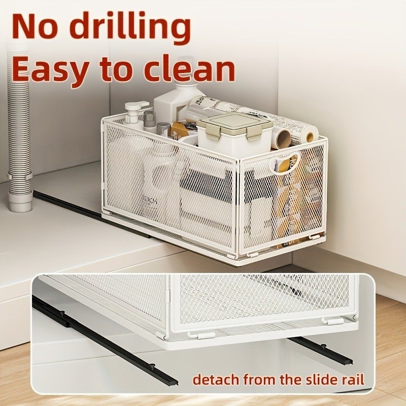 1pc Storage Organizer, Multifunctional Large Storage Holder, Durable Pull-Out Type Layered Storage Box, for Kitchen And Bathroom, Kitchen Organizers And Storage, Kitchen Additions - Image 4