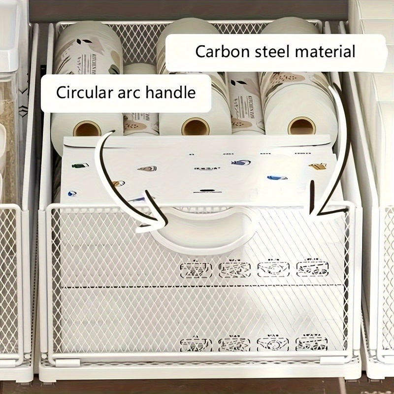 1pc Storage Organizer, Multifunctional Large Storage Holder, Durable Pull-Out Type Layered Storage Box, for Kitchen And Bathroom, Kitchen Organizers And Storage, Kitchen Additions - Image 3