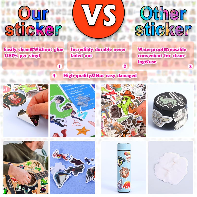 Arme Stickers Pack, 600 Pcs Cool Stickers for Adults, Vinyl Sticker for Waterbottles, Valentine's Day Waterproof Laptop Sticker Pack for Hard Hat Teens Adults Boys Bike Car Skateboard Helmet Decor - Image 3