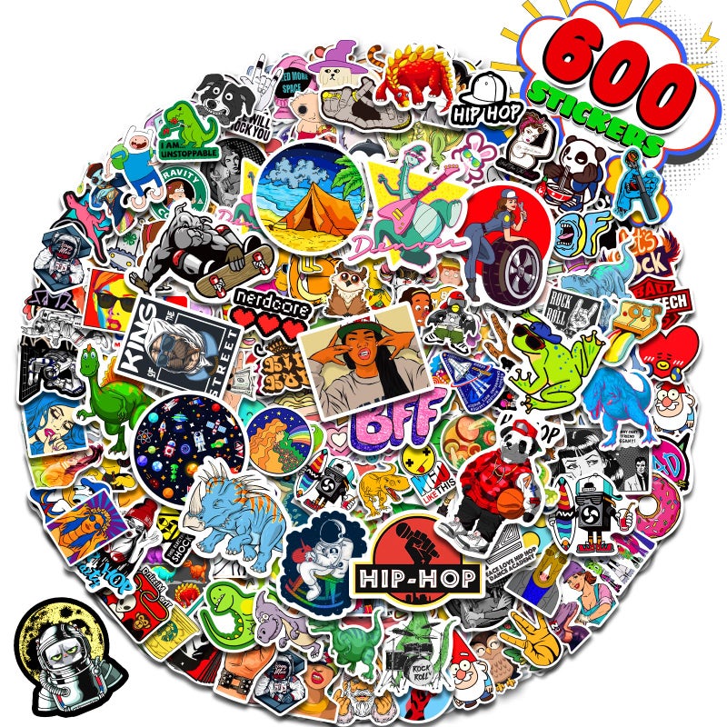 Arme Stickers Pack, 600 Pcs Cool Stickers for Adults, Vinyl Sticker for Waterbottles, Valentine's Day Waterproof Laptop Sticker Pack for Hard Hat Teens Adults Boys Bike Car Skateboard Helmet Decor - Image 1