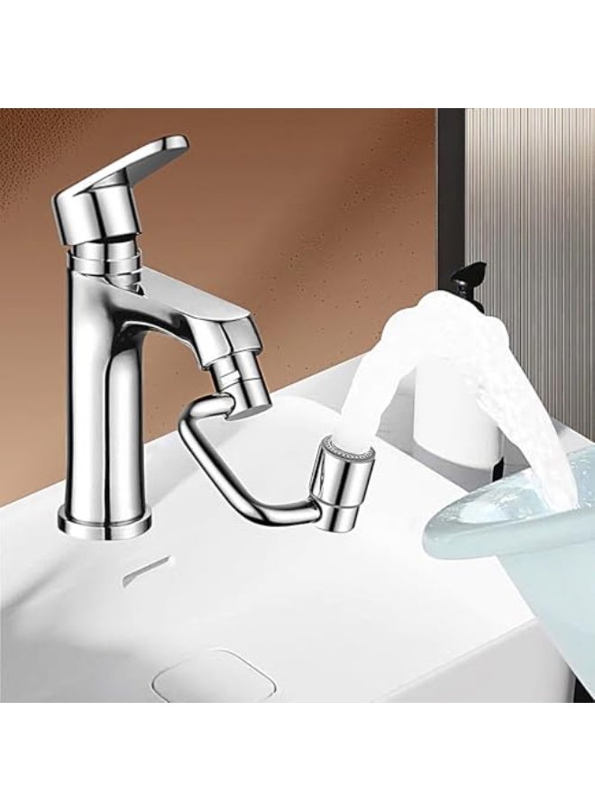 موسع صنبور 1080° لحوض الحمام، وضعيتي تدفق الماء، هواء الصنبور قابل للتدوير بزاوية 1080°، ملحق لصنبور دوار، تمديد صنبور المطبخ لغسل الرأس، تنظيف الحيوانات الأليفة، وتنظيف المنزل اليومي. - Image 4