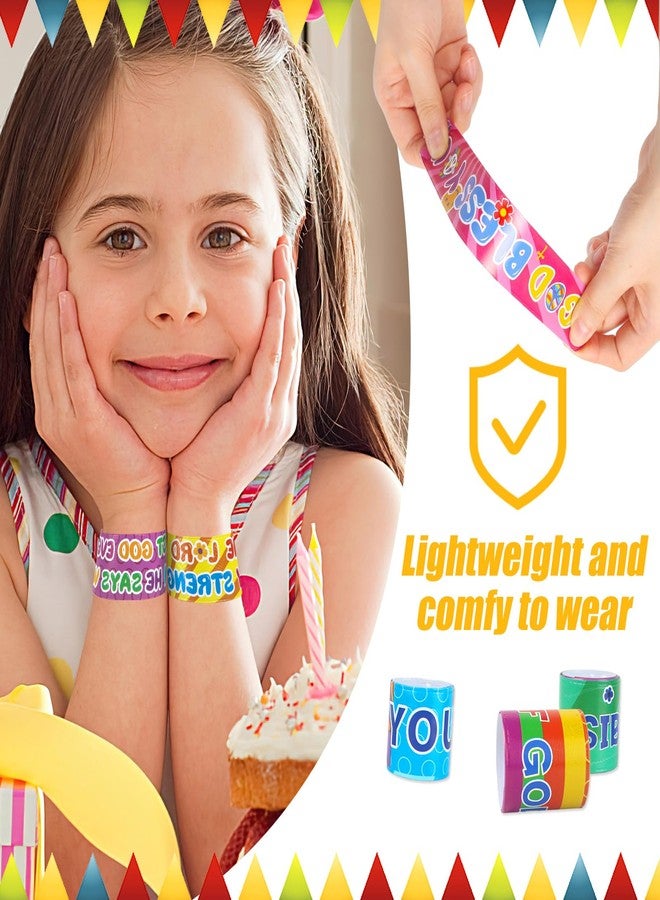 POPLAY 48PCS Christian Slap Bracelets, Snap Wristbands Bible Verses Religious Snap Bracelets for Kids Sunday School Gifts Classroom Prizes - Image 5