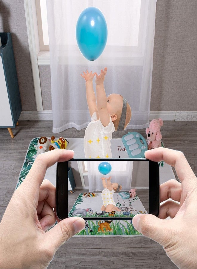 في ماسي هدايا بطانية مايلستون للرضع - بطانيات نمو الرضع الشهرية والسنوية للمواليد الجدد (حيوانات خضراء - رضع، مطبوع عليها بشكل مزدوج) - Image 4