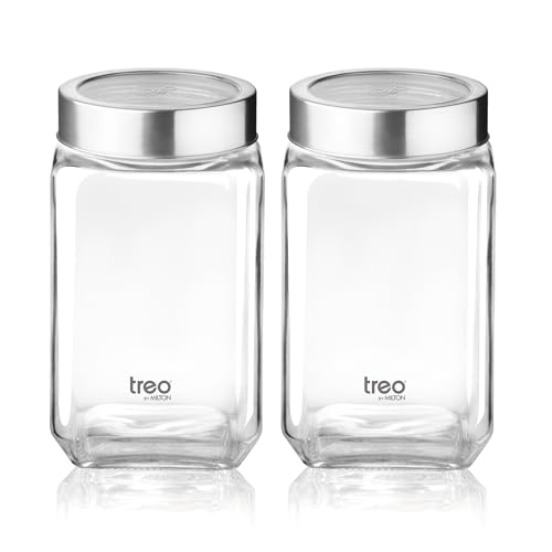 Treo by Milton Cube Storage Containers, Set of 2, Glass Jar with Air Tight Steel Lid, 800 ml each, Transparent Jars for Snacks, Pulses, Masala, Pickles, Cereals, Cookies, Dry Food - Image 5