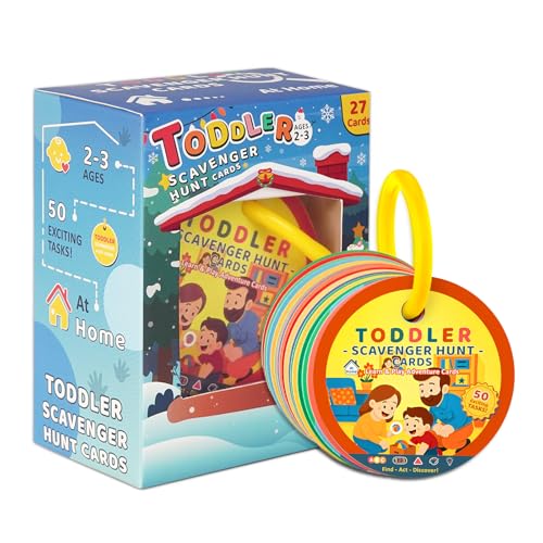 giftoria Home Scavenger Hunt Cards 50 Toddler Indoor Find Learn Activities Fun Educational Games for 35 Year Olds Preschool Boys Girls Early Development Indoor - Image 1