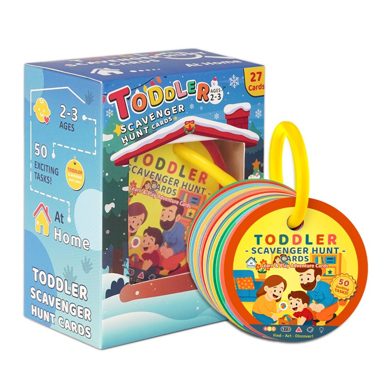 giftoria Home Scavenger Hunt Cards 50 Toddler Indoor Find Learn Activities Fun Educational Games for 35 Year Olds Preschool Boys Girls Early Development Indoor - Image 3