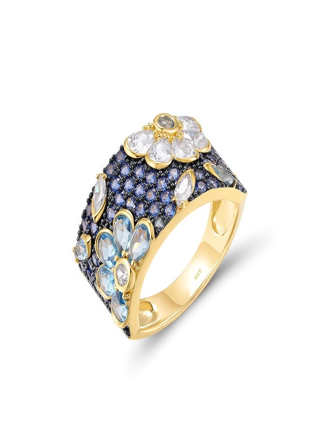 Santuzza 14K Gold Plated Dragonfly Ring Cubic Zirconia 925 Sterling Silver Butterfly Ring, 9, Sterling Silver gemstone, Cubic Zirconia - Image 1