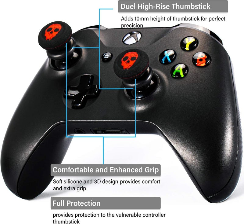 PlayRealm FPS Thumbstick Extender Rubber Silicone Grip Cover 2 Sets for Xbox Series X/S & Xbox One Controller(Ghost Red) - Image 2
