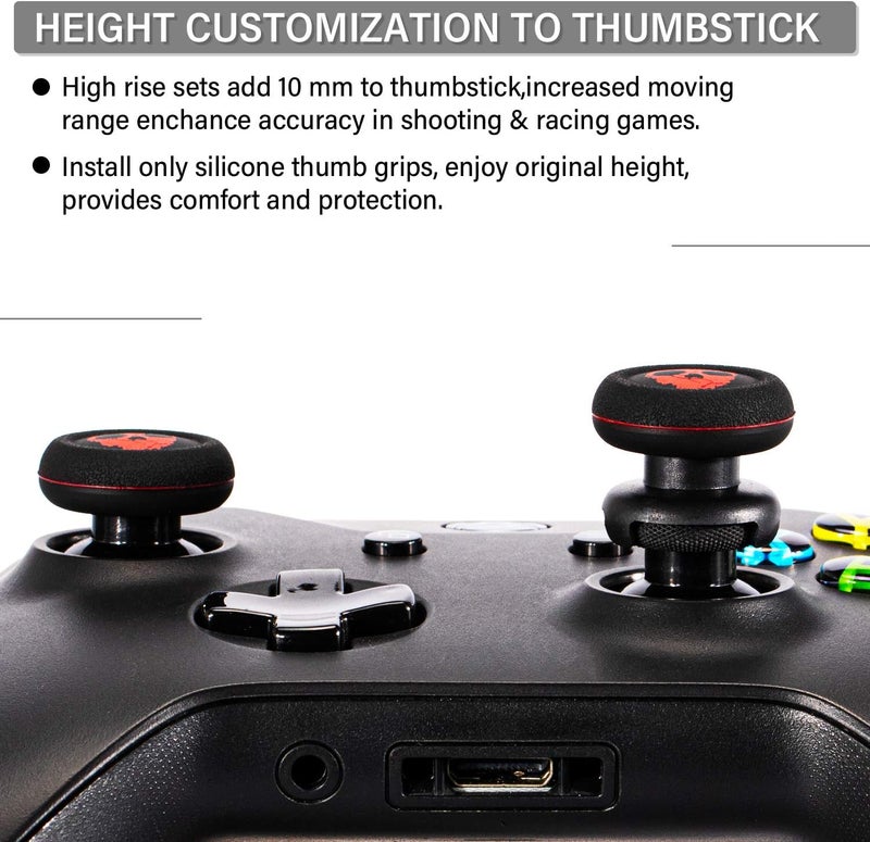 PlayRealm FPS Thumbstick Extender Rubber Silicone Grip Cover 2 Sets for Xbox Series X/S & Xbox One Controller(Ghost Red) - Image 3