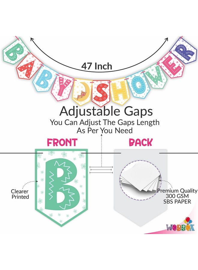 Wobbox Baby Shower Bunting Banner Multicolor, Party Decoration Set of One, Pre-Strung Decor - Image 2
