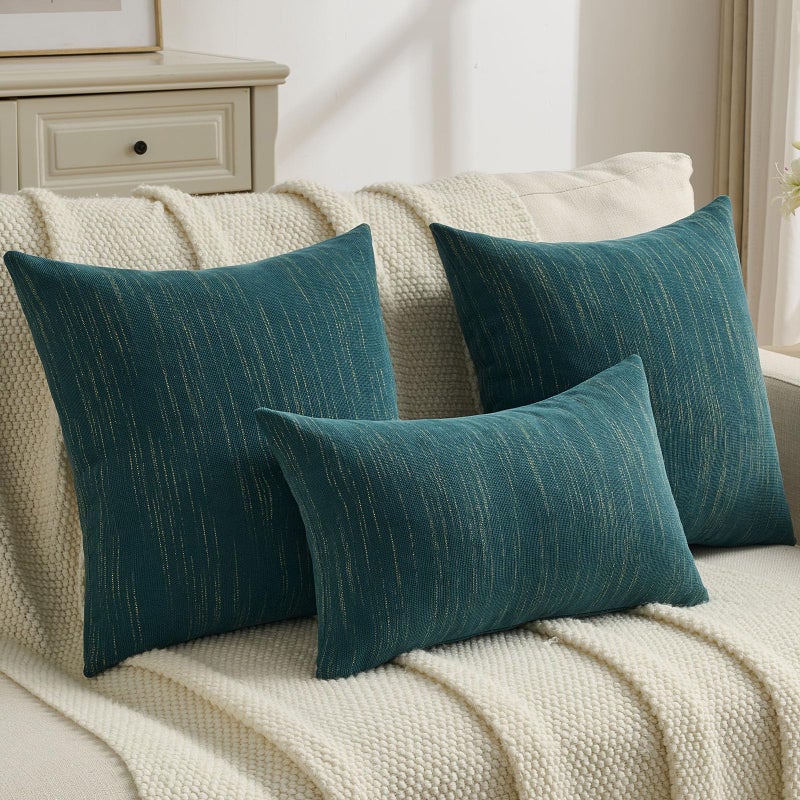 FUTEI Teal Chenille Throw Pillow Covers 18x18 Inch Set of 2,Soft & Cozy Meteor Dotting Textured Cushion Cases,Modern Home Decor for Couch Living Room - Image 5