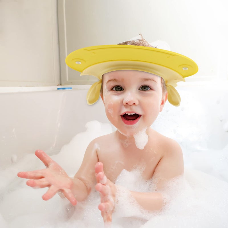 Baby Shampoo Cap Waterproof Visor for Toddlers Hair Washing Shield Ear Covers Yellow - Image 3
