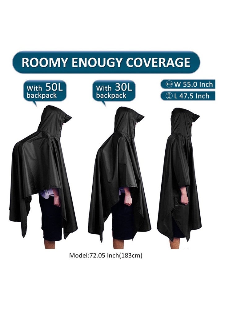 COYO Hooded Rain Poncho for Adult with Pocket, Waterproof Lightweight Unisex Raincoat for Hiking Camping Emergency - Image 2