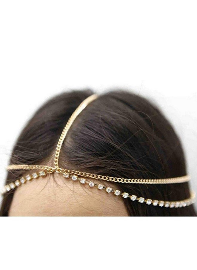 null - سلاسل رأس متعددة الطبقات من Shegirl Boho مصنوعة من أحجار الراين الذهبية، سلسلة رأس غجرية، قطعة شعر للعروس، مجوهرات احتفالية للنساء - Image 1