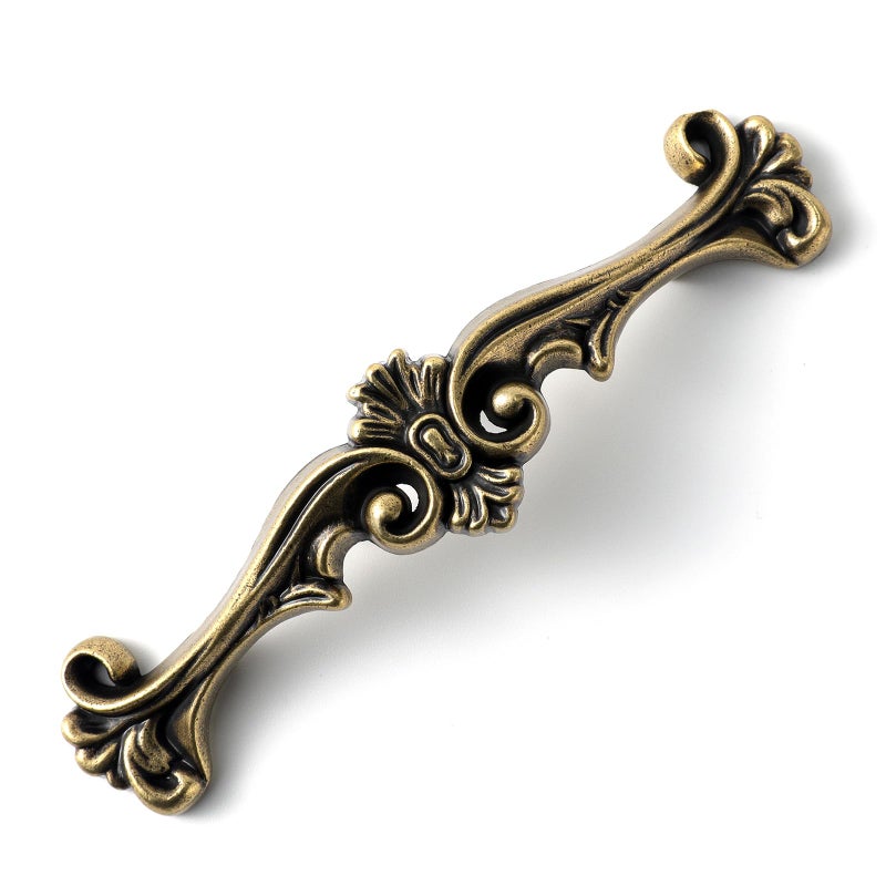 JETLAND Traditional Antique Cabinet Hardware - 6 Pack, Antique Brass, 3" Hole Centers, Vintage Pulls for Drawer Dresser Nightstand, AC0726AB076 - Image 5