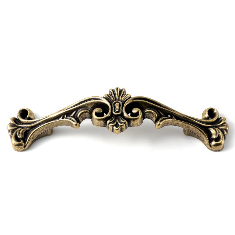 JETLAND Traditional Antique Cabinet Hardware - 6 Pack, Antique Brass, 3" Hole Centers, Vintage Pulls for Drawer Dresser Nightstand, AC0726AB076 - Image 3