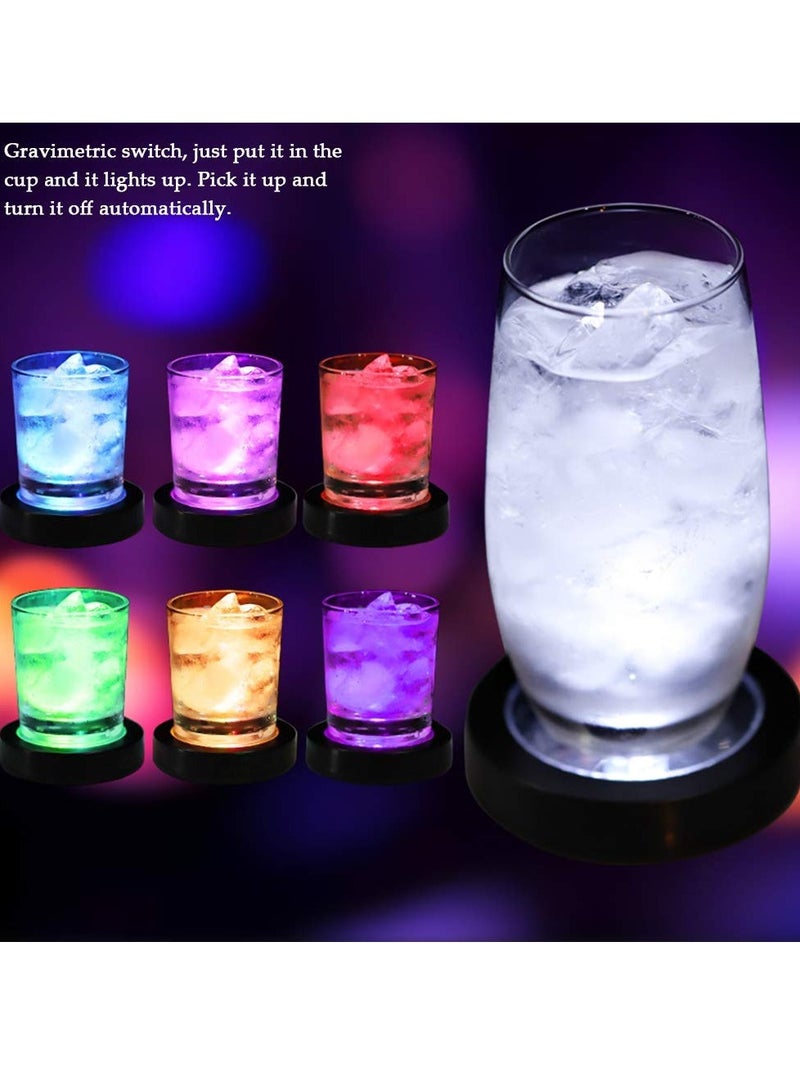 SYOSI 4 عبوات من coasters المضيئة، coasters مشروبات LED قابلة لإعادة الشحن عبر USB، coasters ملونة للمشروبات للنوادي، الزفاف، زينة الحفلات، مناسبة لمجموعة واسعة من الأكواب - Image 3