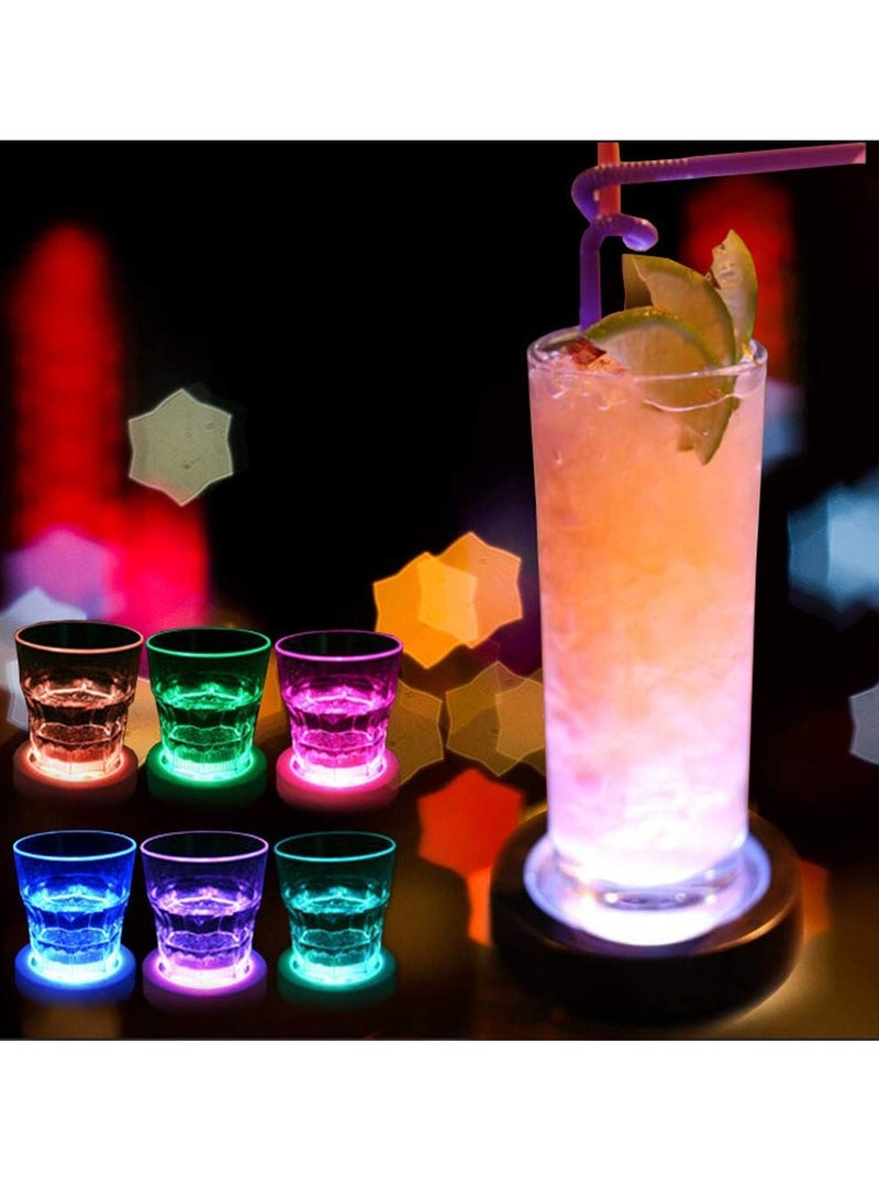 SYOSI 4 عبوات من coasters المضيئة، coasters مشروبات LED قابلة لإعادة الشحن عبر USB، coasters ملونة للمشروبات للنوادي، الزفاف، زينة الحفلات، مناسبة لمجموعة واسعة من الأكواب - Image 4