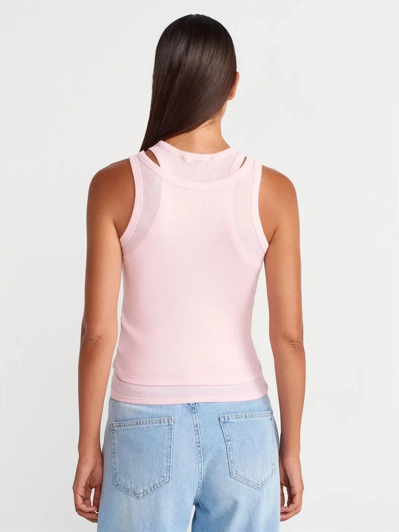 Dilvin DILVIN Cotton Ribbed Crop Cami