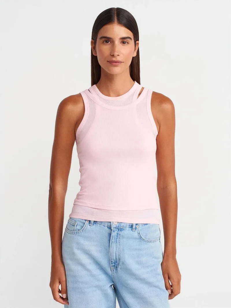 Dilvin DILVIN Cotton Ribbed Crop Cami
