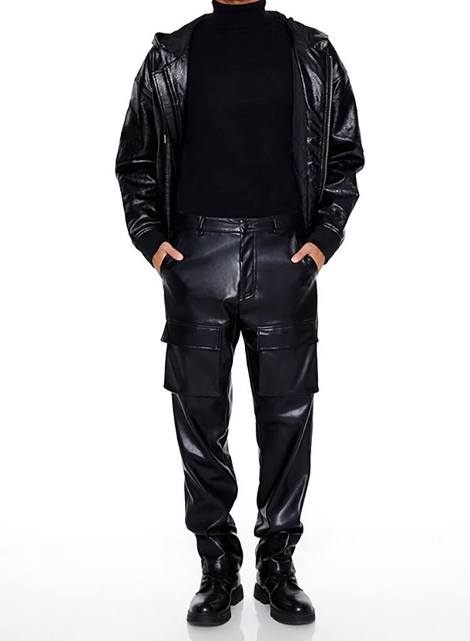 FOREVER 21 Slim-Fit Faux Leather Cargo Pants - Image 5