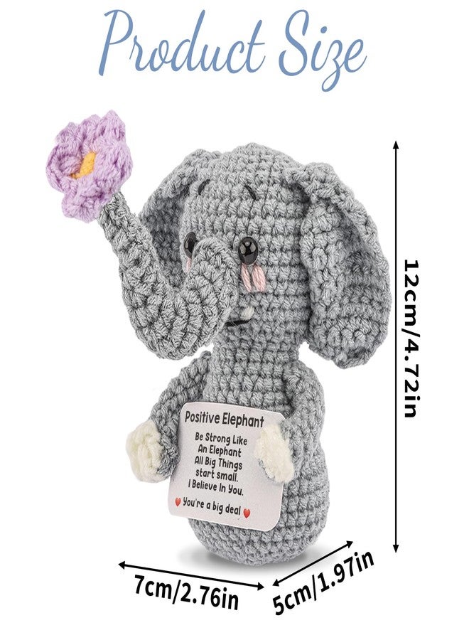Exacoo Handmade Positive Crochet Elephant with Inspirational Card, Emotional Support Desk Decor Perfect Birthday Valentine's Day & Graduation Gift for Women Men Sister and Friends Cute Encouragement Present - Image 2
