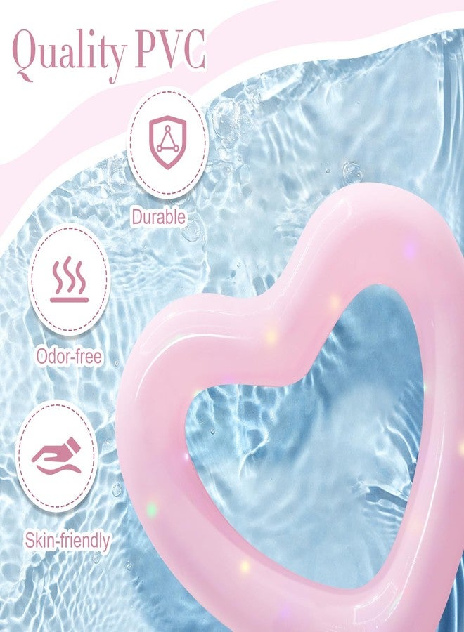 Blublu Park عوامات حمام سباحة قابلة للنفخ على شكل قلب من بلوبلو بارك مع أضواء، 47.3 × 39.4 بوصة، حلقات سباحة على شكل حب حلو، عوامات استرخاء أنبوبية للمرح المائي الصيفي، ألعاب حمام سباحة لحفلات الشاطئ للبالغين (وردي مع أضواء) - Image 2