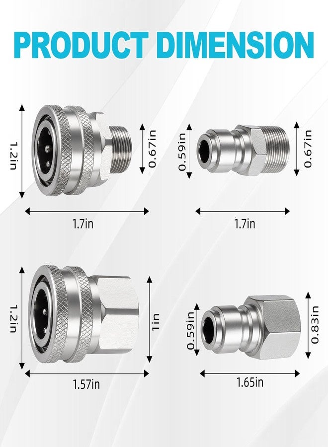 Ciunura Pressure Washer Quick Connect 3/8 Inch, Pressure Washer Fittings, Stainless Steel Adapter Set, Female and Male Thread, 4 Pieces - Image 5