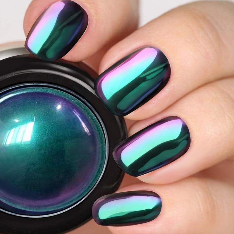 PrettyDiva Chameleon Chrome Nail Powder - Ombre Chameleon Powders Chrome Nail Pigment Mirror Finish, Color Shifting Chrome Nail Pigment with Multi-chrome Nail Powder - Fairy