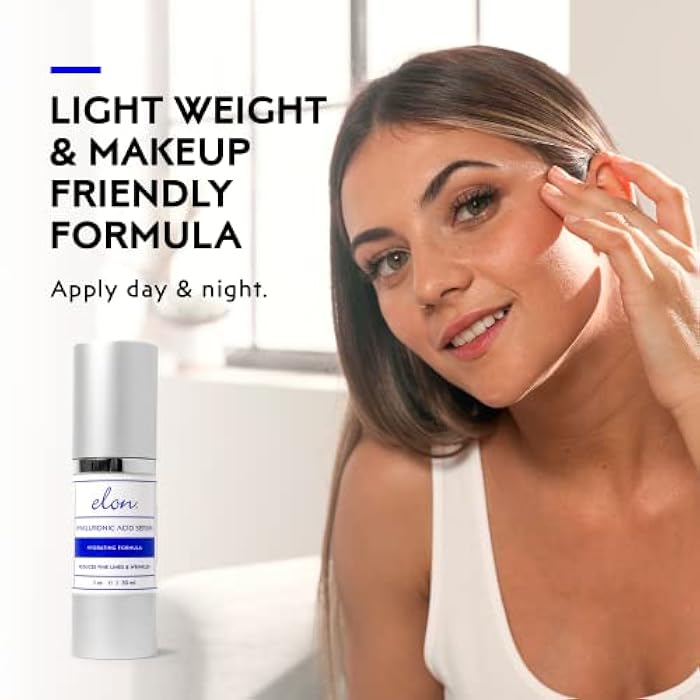 Elon Hyaluronic Acid Serum for Face & Neck - Revitalizing Daily Facial Serum Vitamin C and Hyaluronic Acid, E & Jojoba Oil - Promotes Deep Hydration & Collagen Production - Suitable for all Skin Types - Image 3
