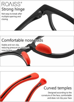 roaiss Kids Blue Light Blocking Glasses, Anti Eyestrain Computer Glasses, Gaming Eyewear UV400 Protection with Light Weight TR90 Frame for Boys Girls and Children Age 3-12, Black  - Image 4