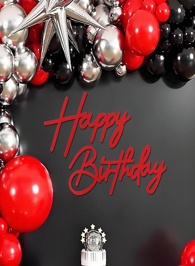 MASTRON Happy Birthday Sign for Backdrop - Red Felt 'Happy Birthday' Letter Sign for Balloon Arch Backdrop Decorations - 1 Count, Unisex, All Ages, Men, Women - Image 1
